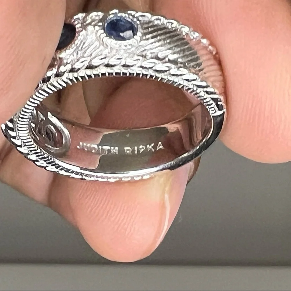 Rare Judith Ripka Silver Ring with Sapphires - Picture 8 of 9